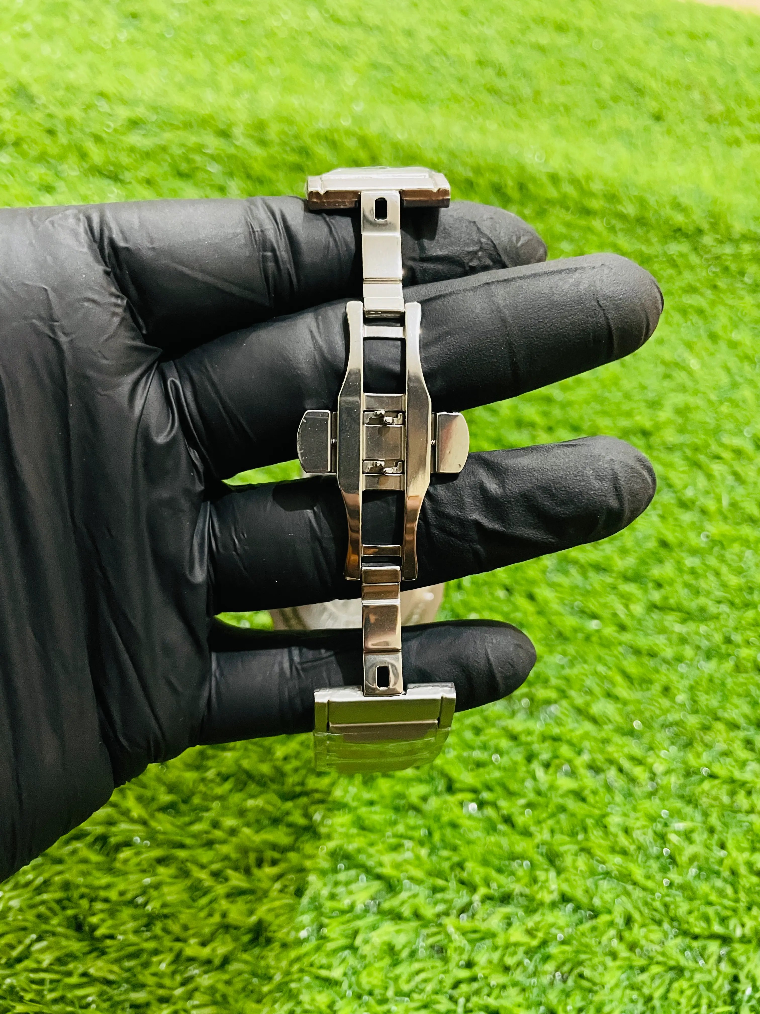 “Hublot diamond-cut stainless steel luxury watch