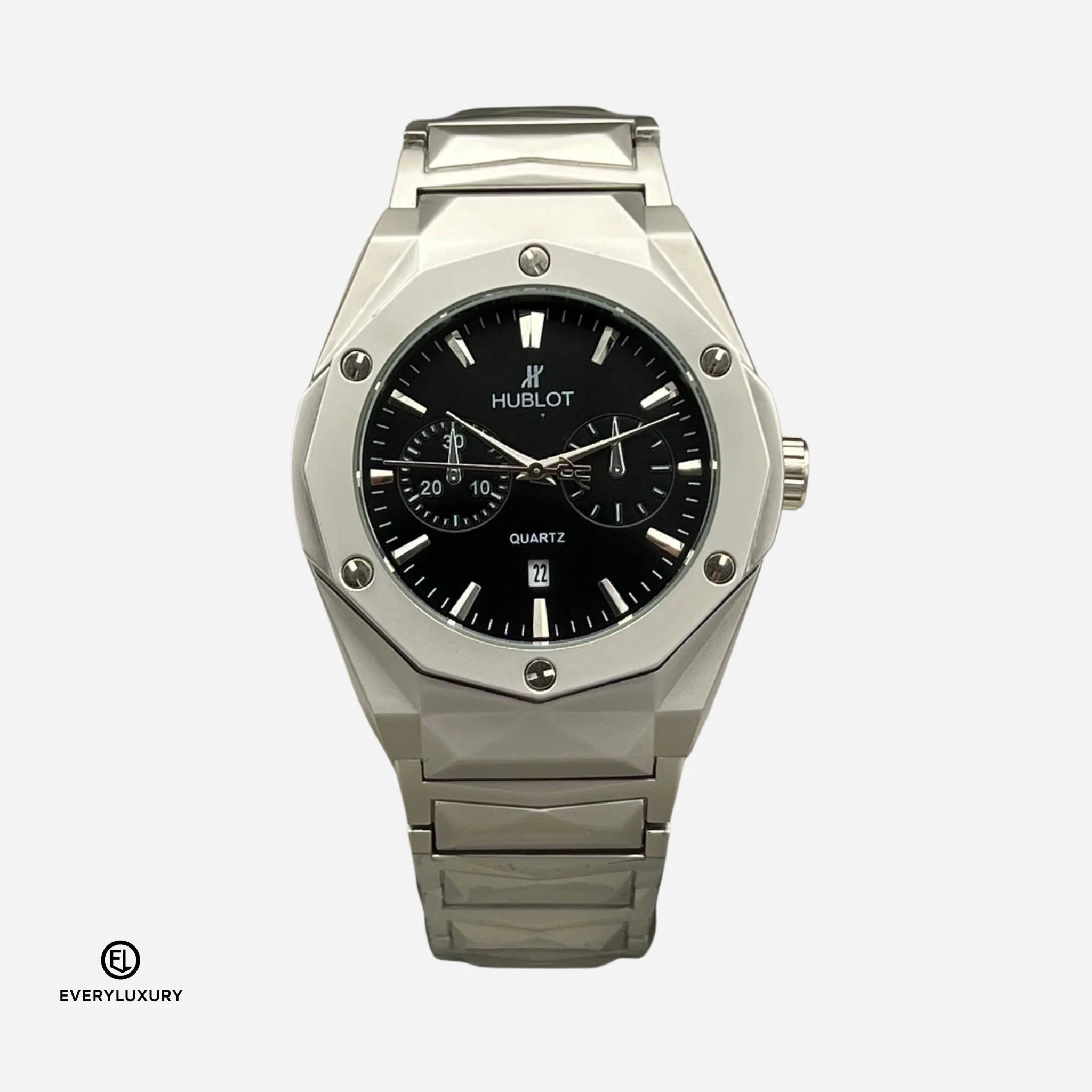 Hublot Diamond Cut Stainless Steel Watch for Men