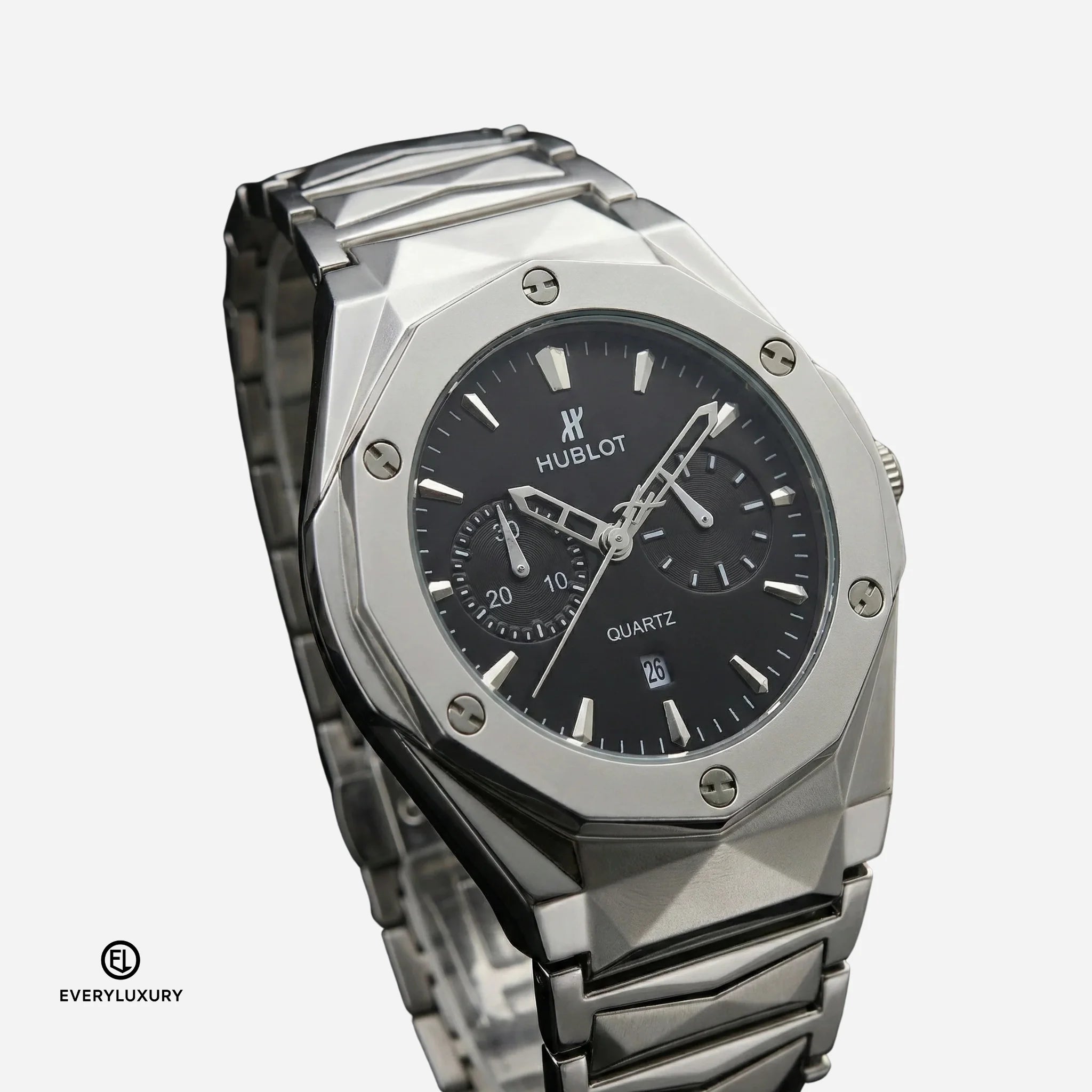 Hublot Diamond Cut Stainless Steel Watch for Men